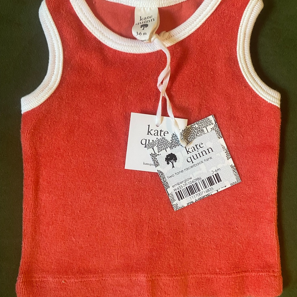 Kate Quinn Coral and White Kids Tank Top